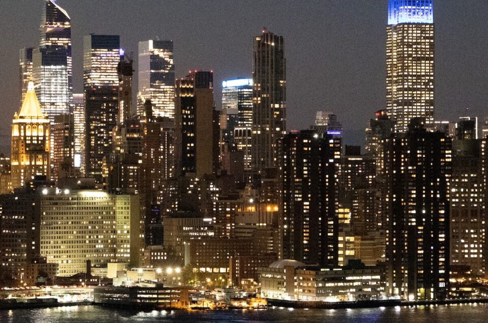 New York skyline at twilight from Pamela Thomas-Graham’s photo book When Words Fail