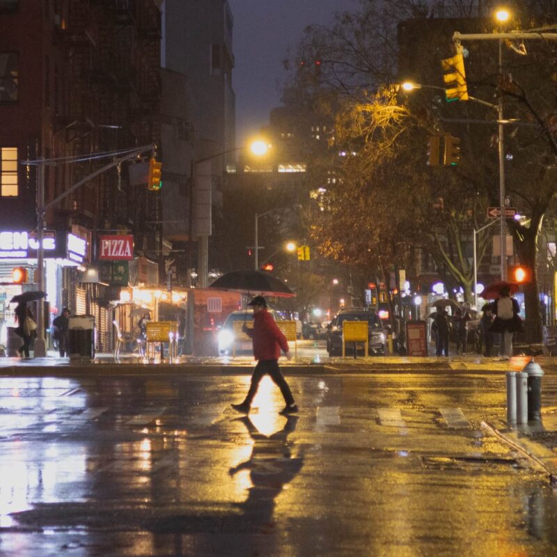 Red Umbrella, Rainy Night