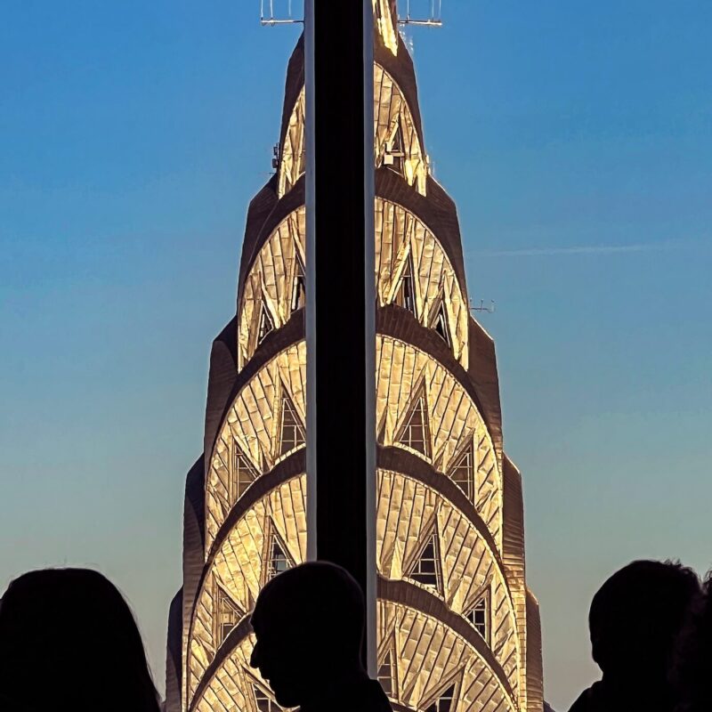 Chrysler Building at Nightfall — fine art photograph of New York’s Art Deco crown glowing at twilight by Pamela Thomas-Graham